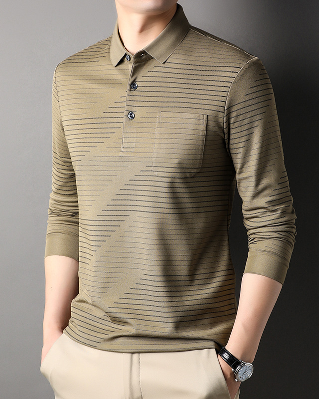 Polo à manches longues et revers haut de gamme pour homme