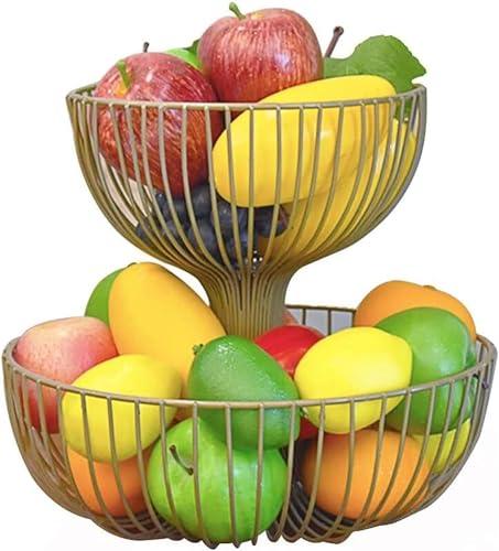Exquisite Fruit Basket Bowl For Displaying Stand 2-Tier Floor, Hanging For The Kitchen Counter, Fruit Bowl For The Kitchen Counter Made Of