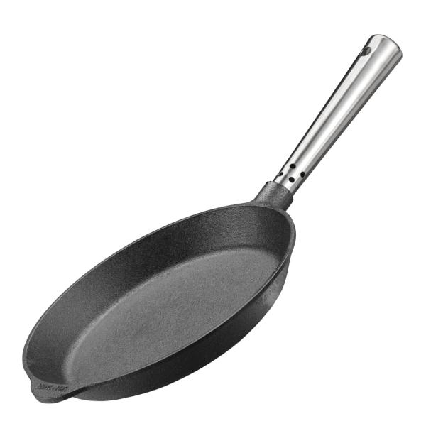 Professional støpejernspanne 22 cm med stålhåndtak