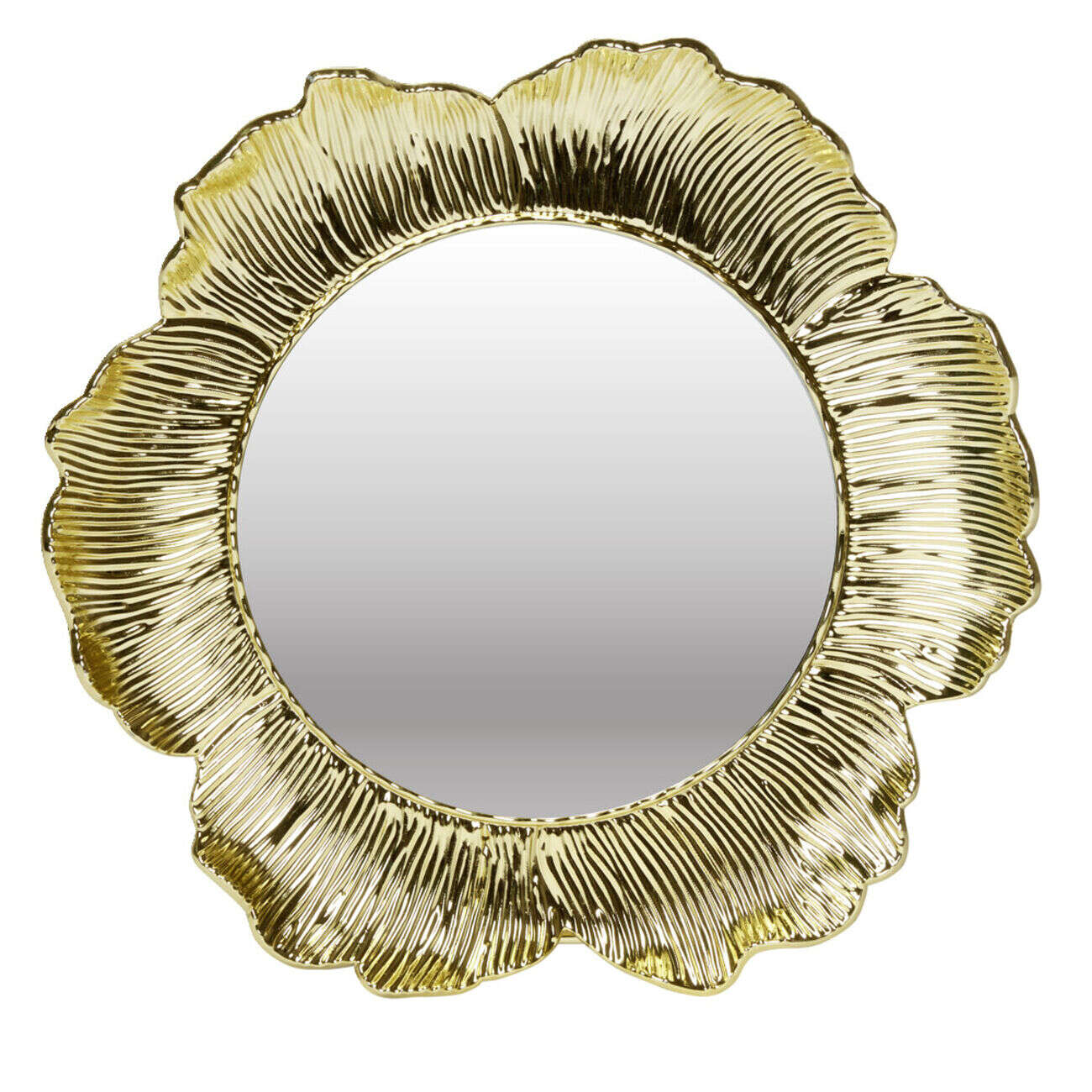 Miroir rond bord fleur doré Ø18cm