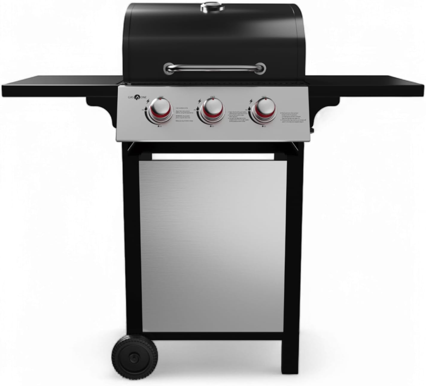 GasOne GP-1030S One 3 Burner Stainless Steel – Outdoor Cabinet Style with Wheels – High-Temperature Paint Coating Gas BBQ Grill – Elegant and Luxurious Design, Black