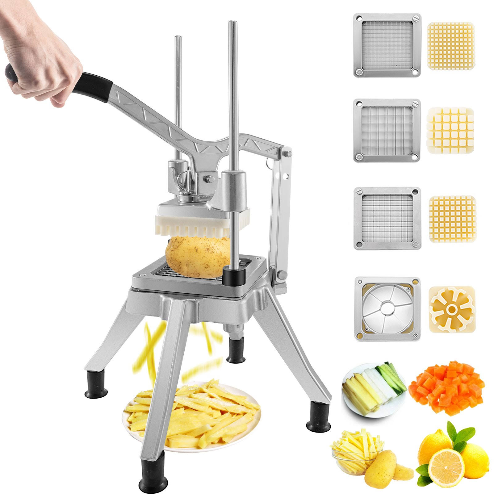 VEVOR Commercial Chopper Commercial Vegetable Chopper with 4-Blades Fruits Dicer