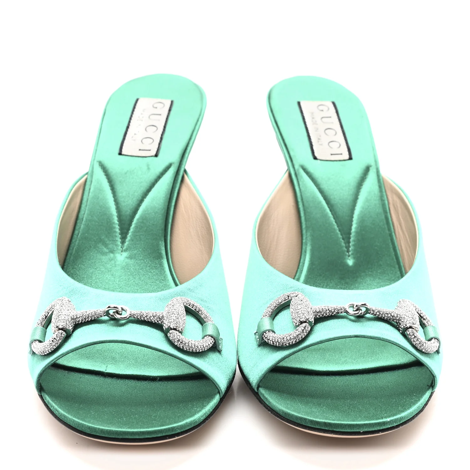 Raso Seta Malaga Kid Crystal Horsebit Sandals 37.5 Jade Caribbean Green