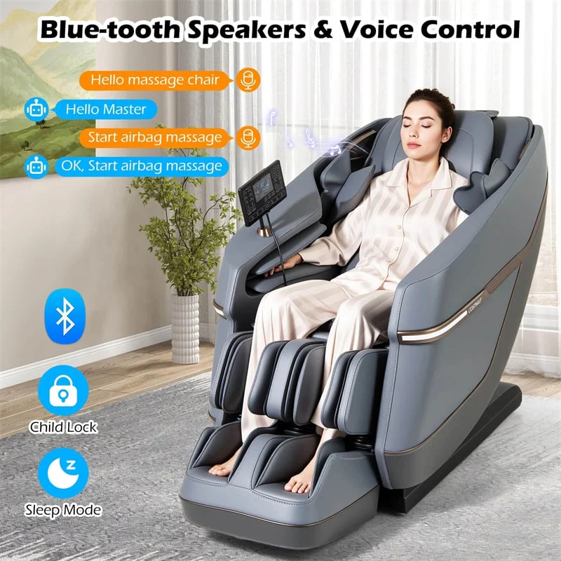 Eletriclife Full Body Zero Gravity Massage Chair SL Track Recliner with Airbags & Touch Screen