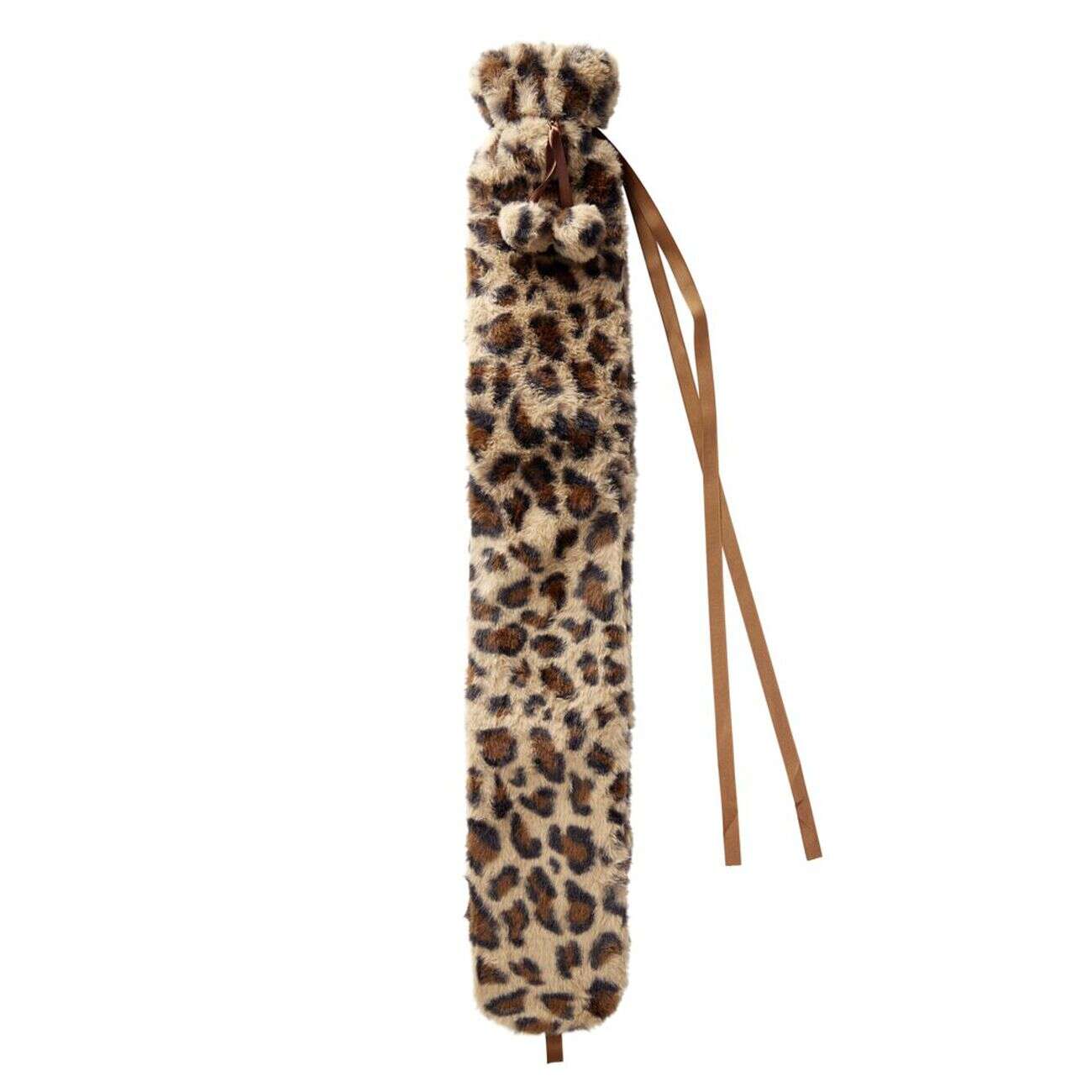 Bouillotte longue XXL 1,8L tissu peluche léopard 10x75cm