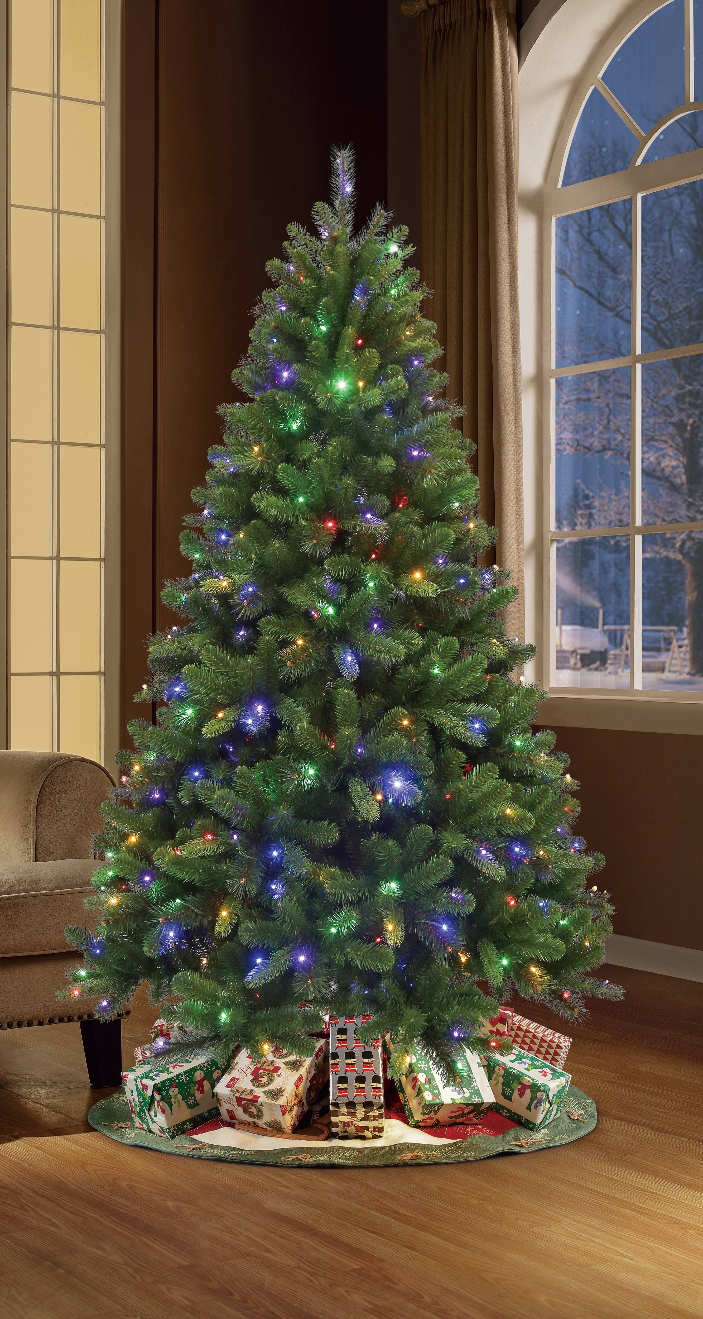 Holiday Time Pre-Lit 400 Changing LED Lights Christmas Tree, 7 ft
