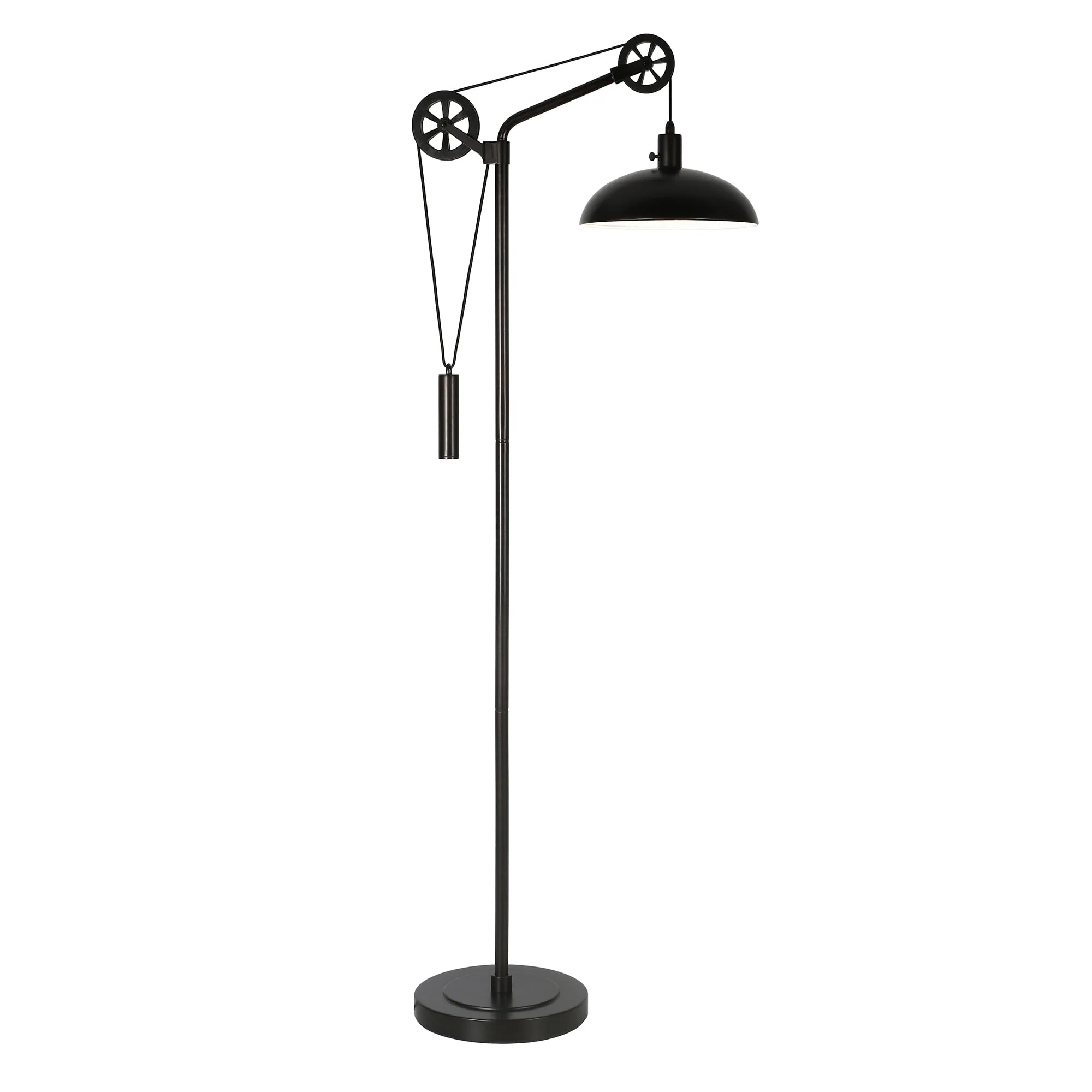 Lndustrial Metal Floor Lamp with Spoke Wheel Pulley System