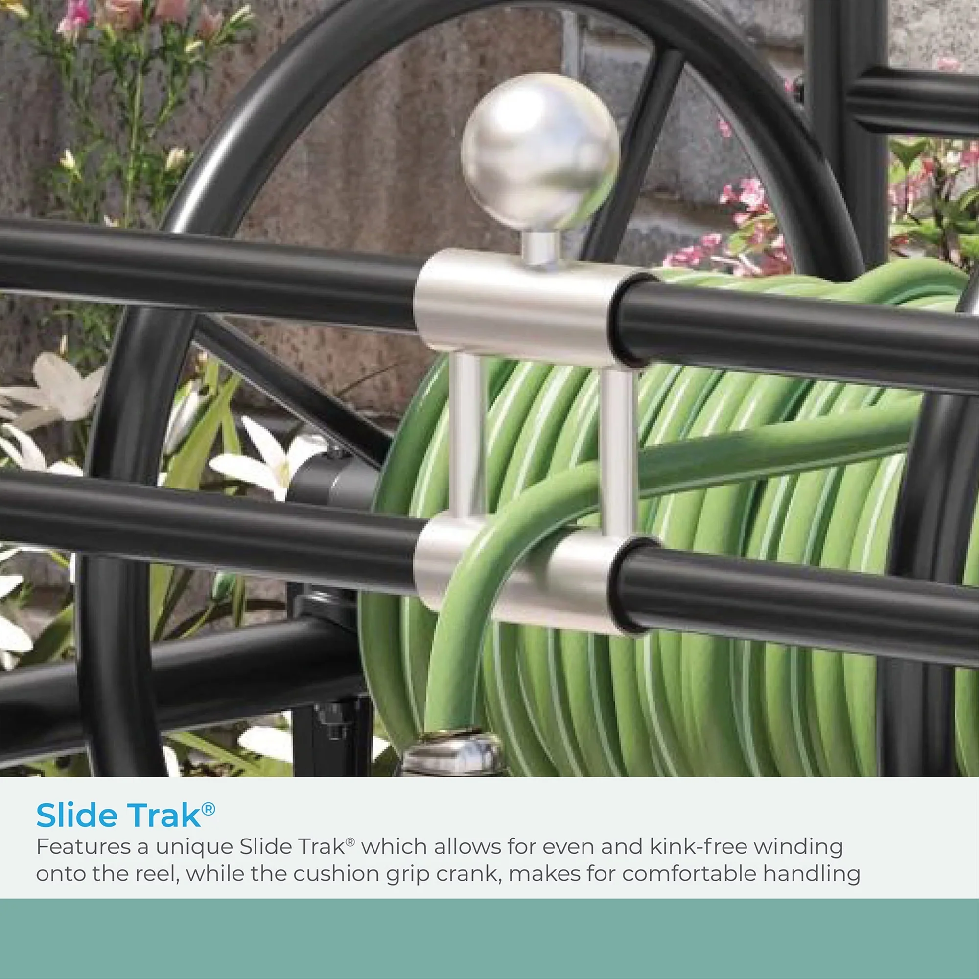 Suncast Professional Outdoor Garden Hose Reel Cart for 200' of Hose, Black