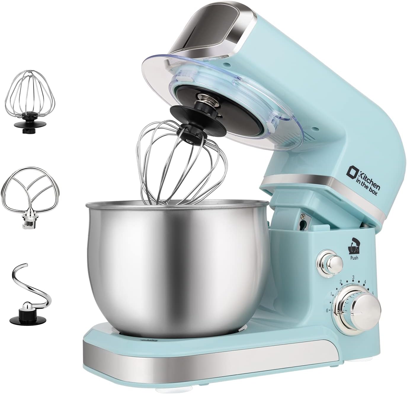 Kitchen in the box Stand Mixer, 3.2Qt Small Electric Food Mixer, 6 Speeds Portable Lightweight Kitchen Mixer for Daily Use with Egg Whisk, Dough Hook, Flat Beater
