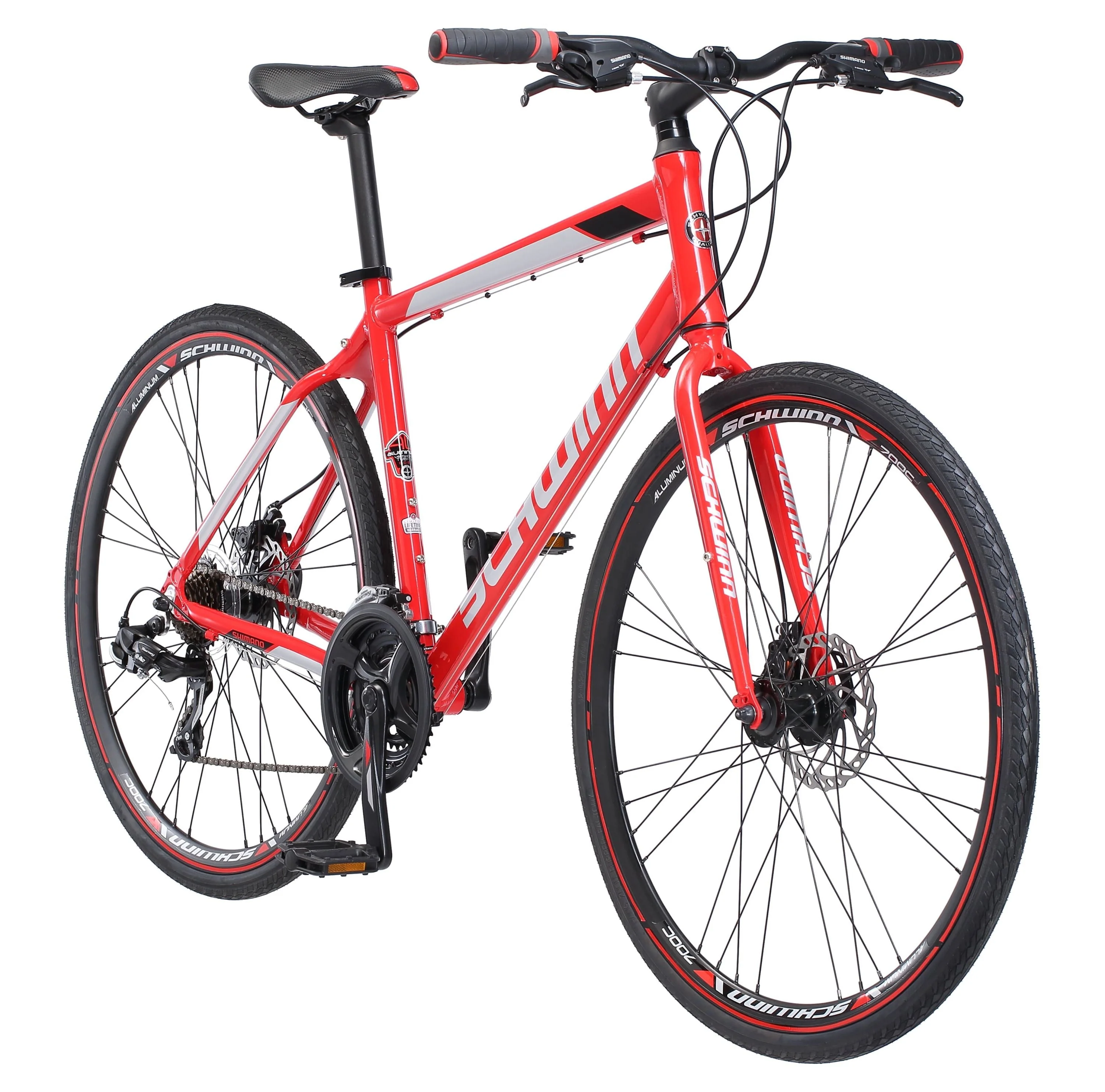 Kempo Hybrid Bike, 700c Wheels, 21 Speeds, Mens Frame, Red