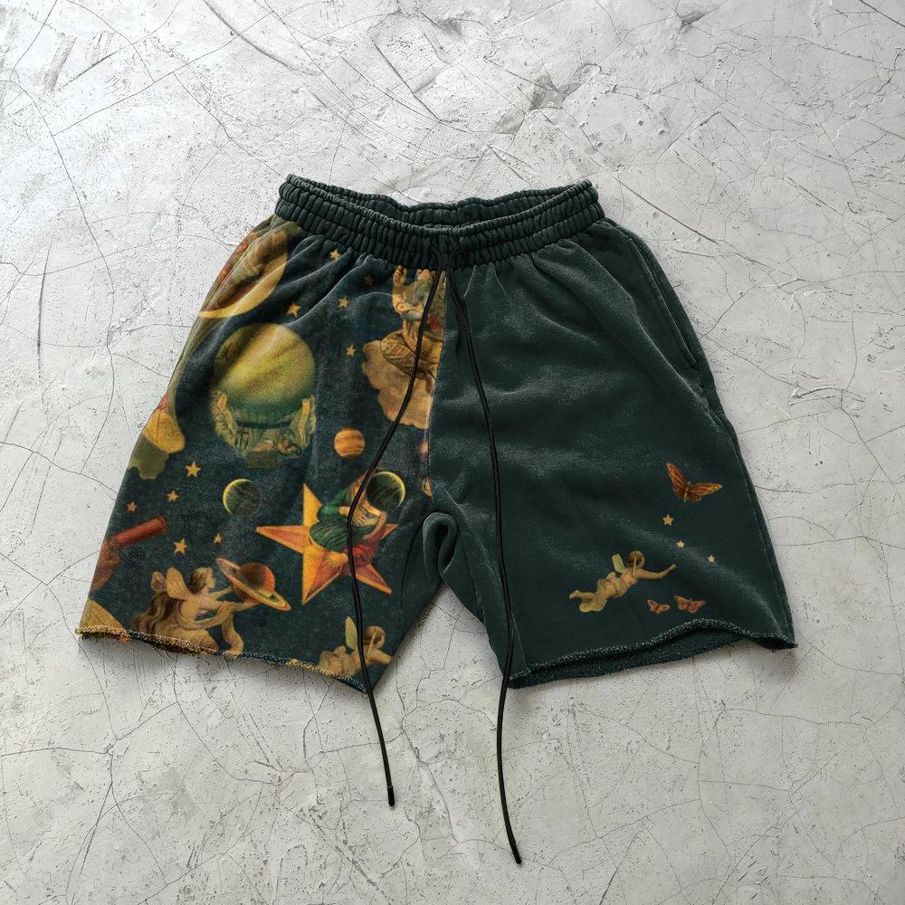 Short de sport imprimé peinture à l'huile tendance Street Trend