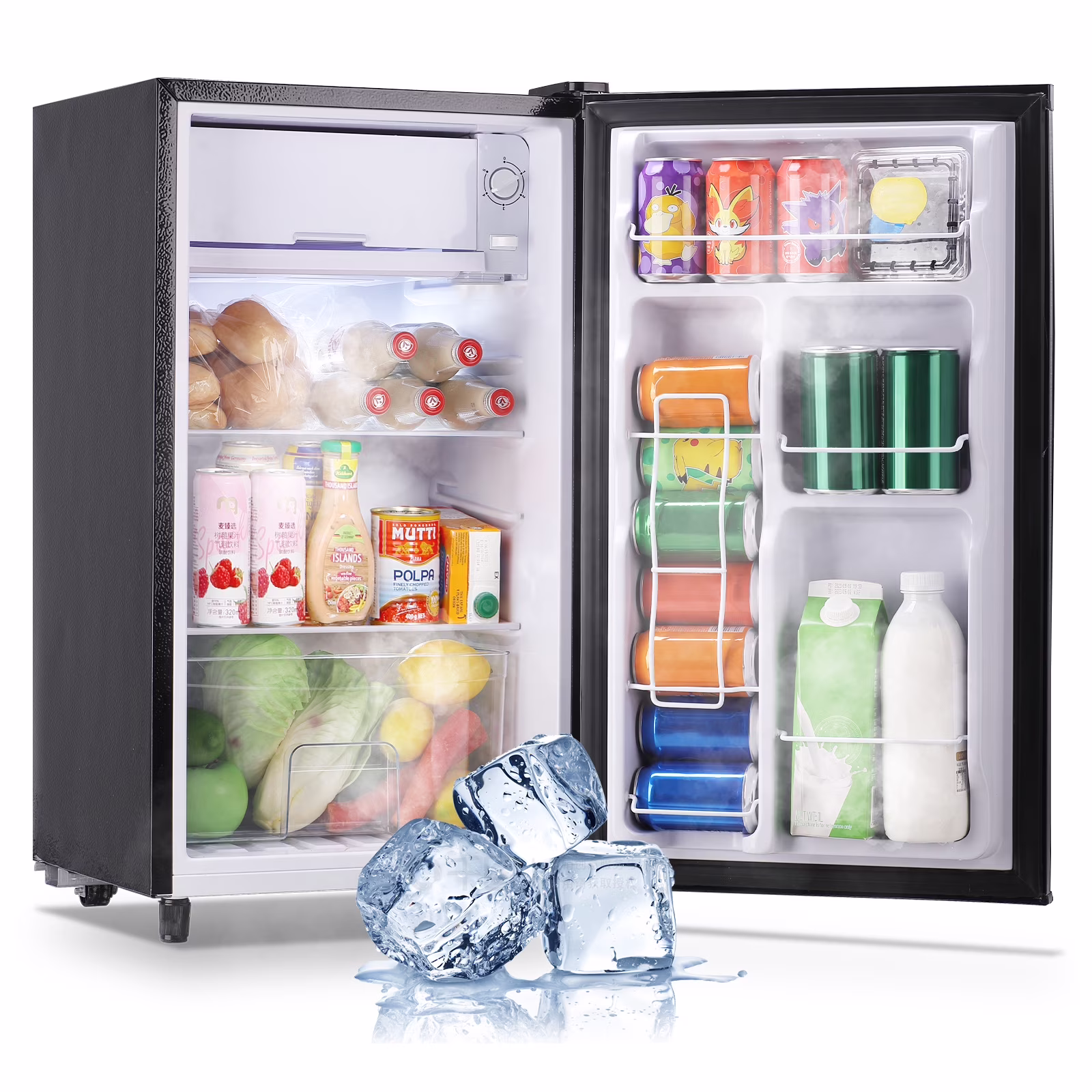 3.2 Cu.ft Mini Refrigerator with 5 Temp Control Small Fridge Compact Size for Any Room Silver(Gray)