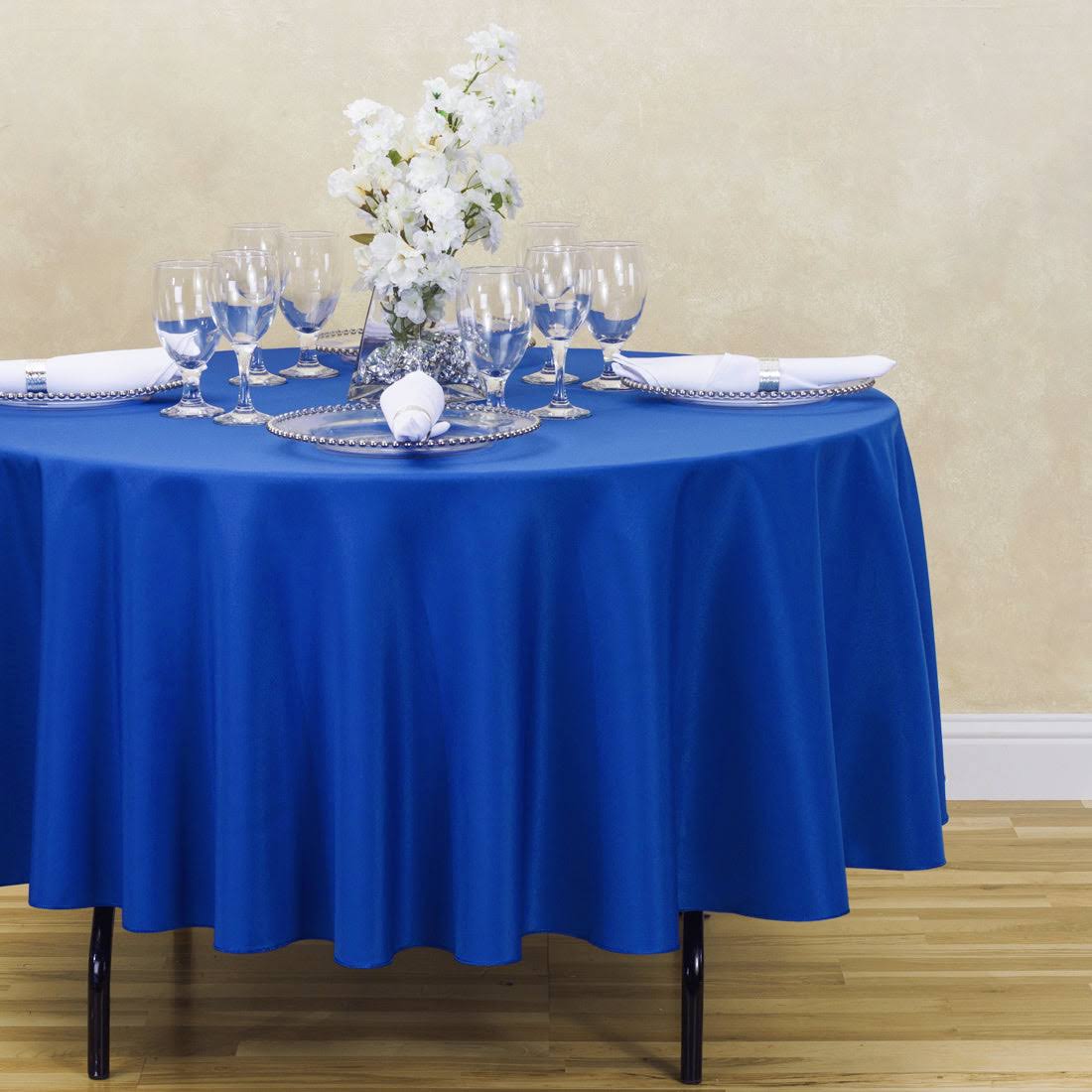 90 in. Round Polyester Tablecloth Royal Blue