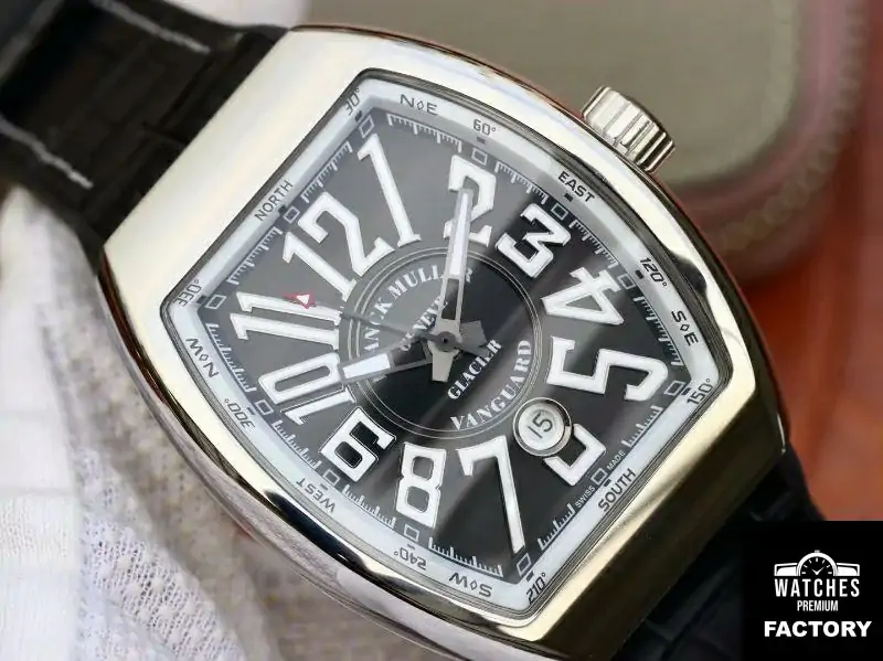 Franck Muller Vanguard V45-04 Black Leather Strap Black Dial