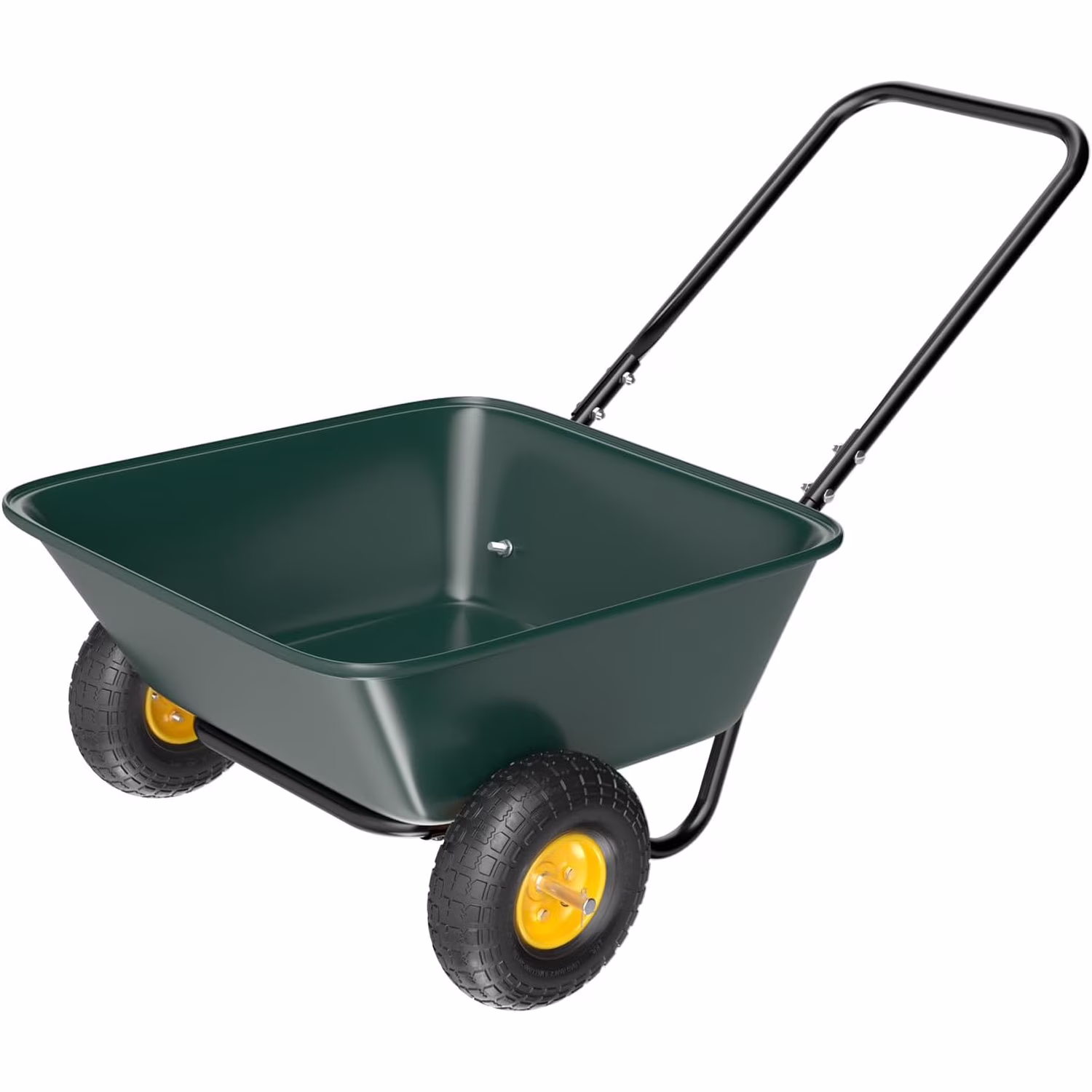 2 Wheel Wheelbarrow, Plastic and Steel Wheel Barrel, 300lbs Capacity Garden Cart for Lawn, Gardening, Construction
