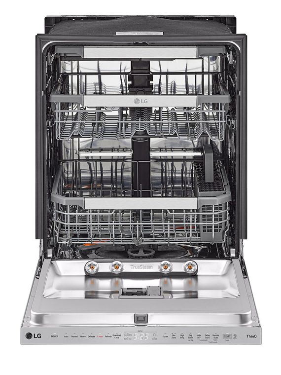 Lave-vaisselle encastrable intelligent 24″ à commandes supérieures avec cuve en acier inoxydable, 3e panier, QuadWash Pro et 42 dBA – Acier inoxydable