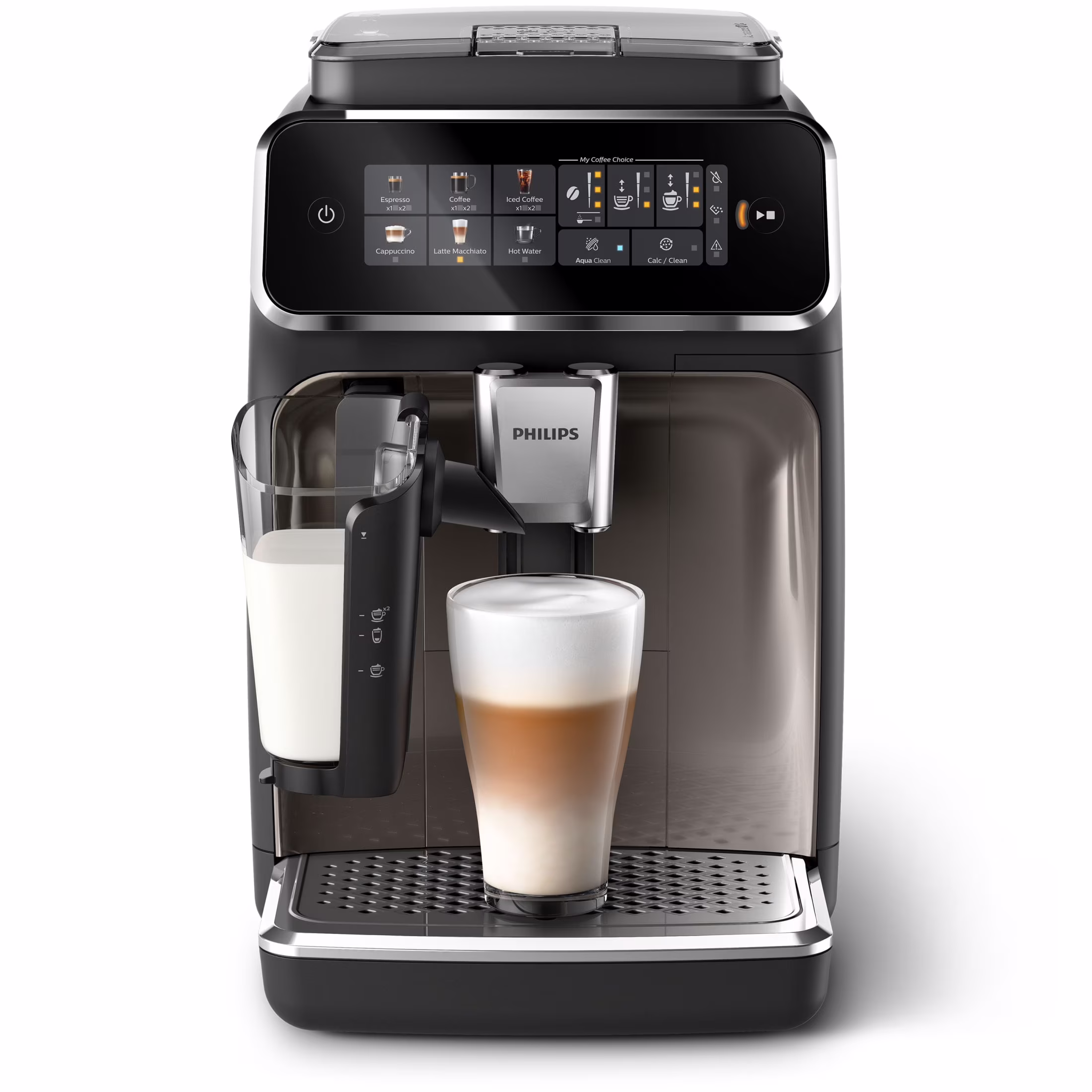 Philips 3300 Fully Automatic Espresso Machine with Lattego Milk Frother, Black and Chrome
