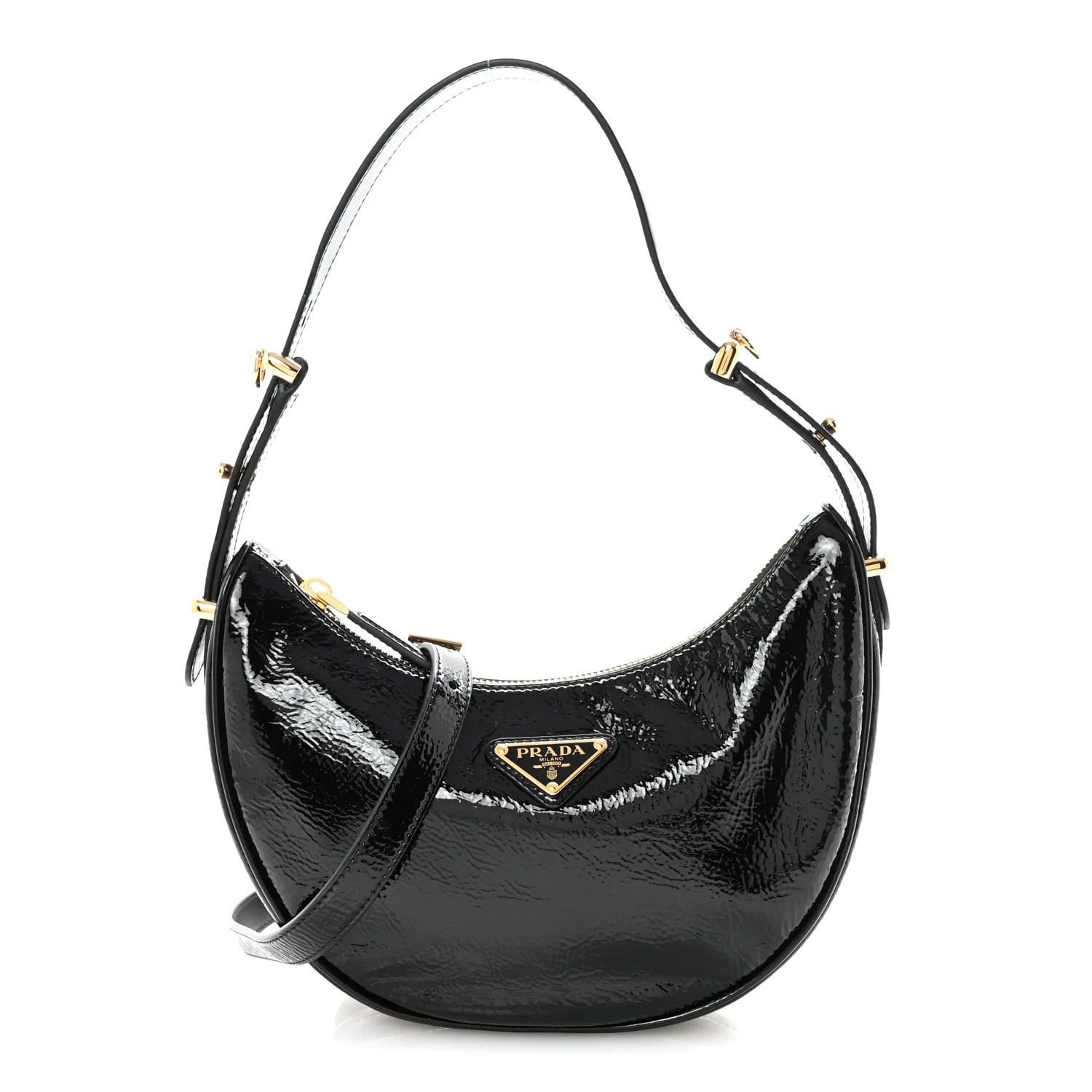 Patent Naplak Arque Shoulder Bag Black