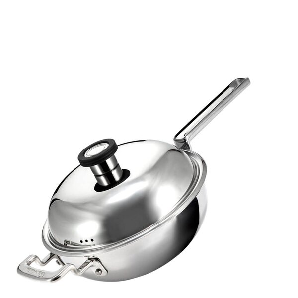 316 wokpanne med lokk 22 cm rustfritt stål