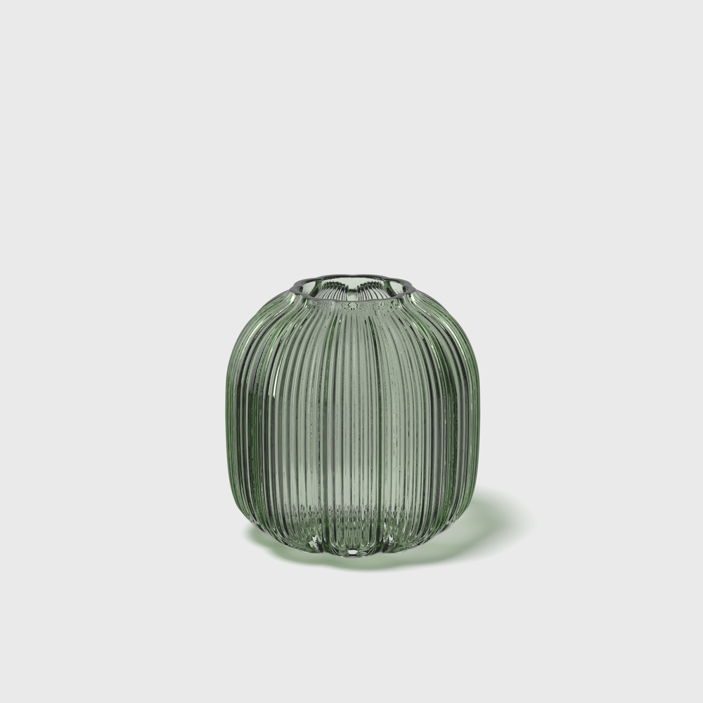 Fleur Vase - Green, 4.4'' x 4.4'', glass