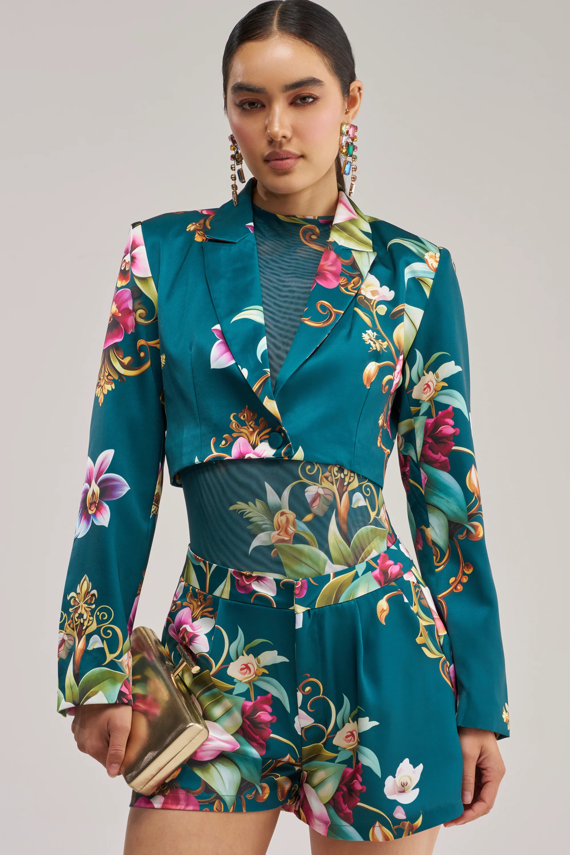 ISLAND TIME CROPPED SATIN BLAZER - Akira Store