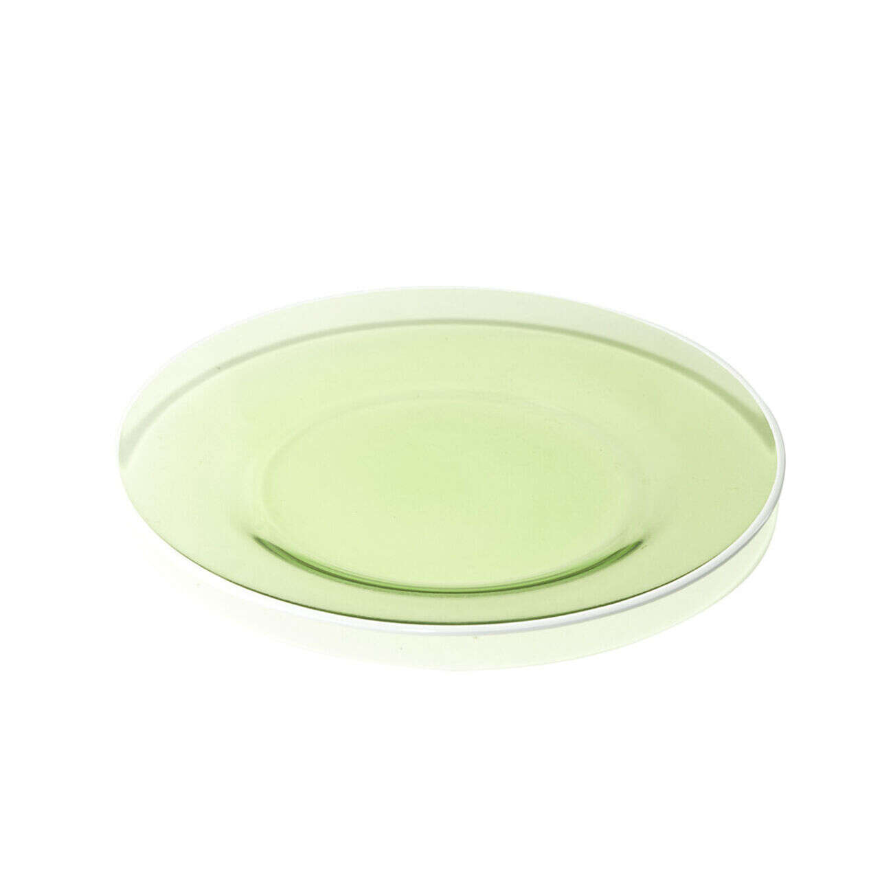 Assiette à dessert ronde verre vert bord blanc Ø20cm