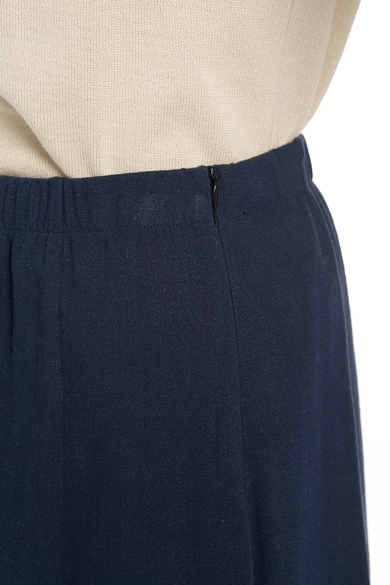 Jupe à panneaux femme en lin bleu marine