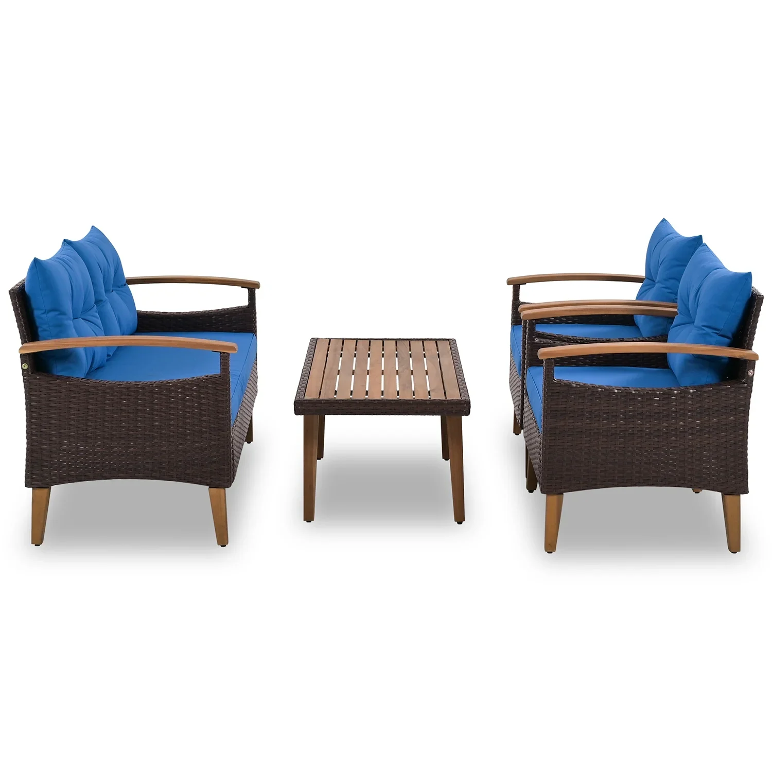 Topcobe Patio Seating Set with Cushions, 4-Piece Garden Furniture, Beige