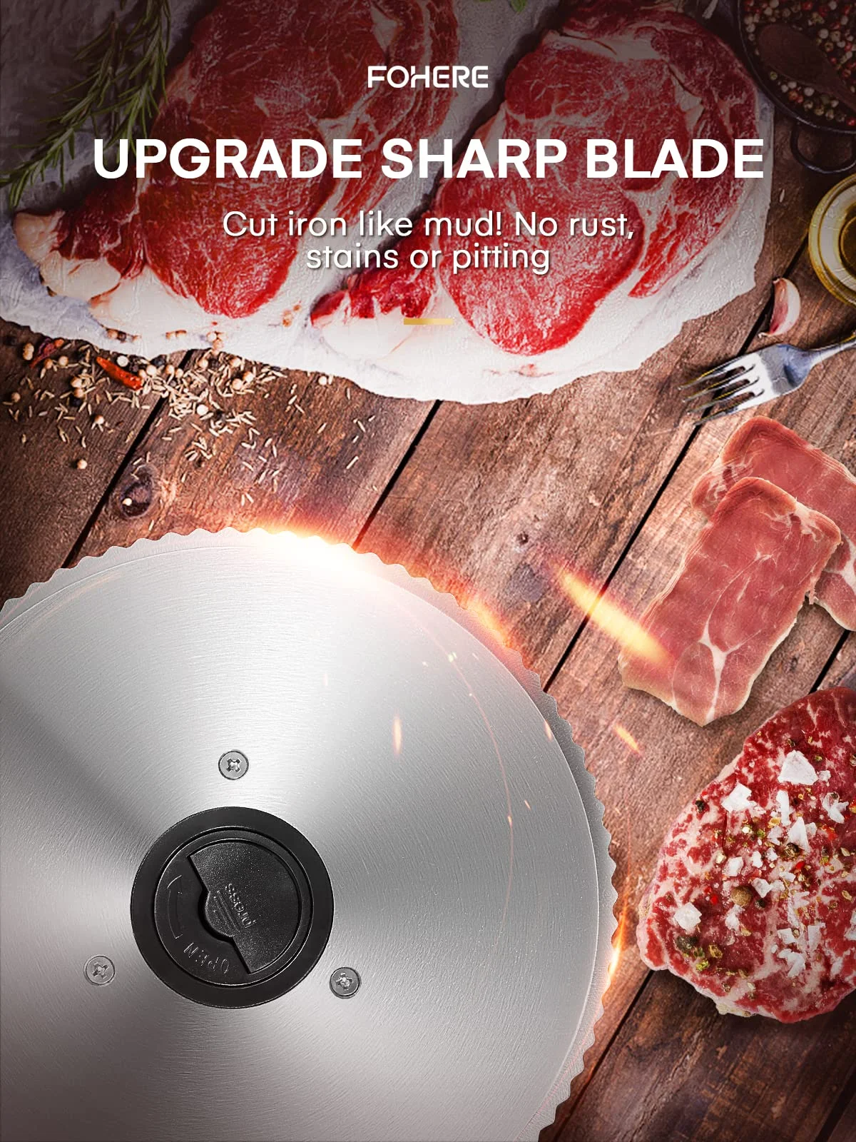 FOHERE Meat Slicer Electric Deli Food Slicer with 7.5