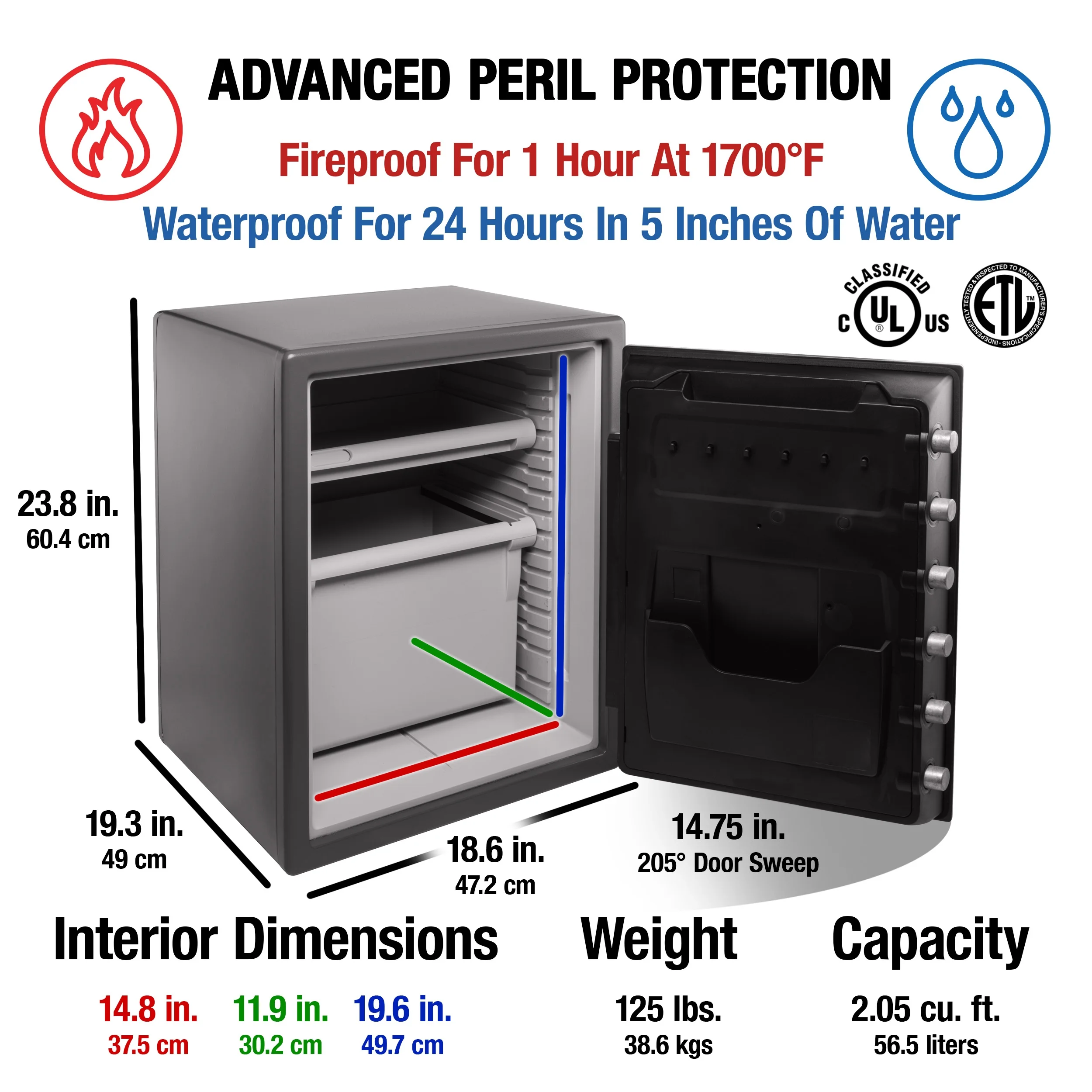 SFW205DPB Fire and Water-Resistant Safe with Dial Lock, 2.0 cu. ft. - Image 4