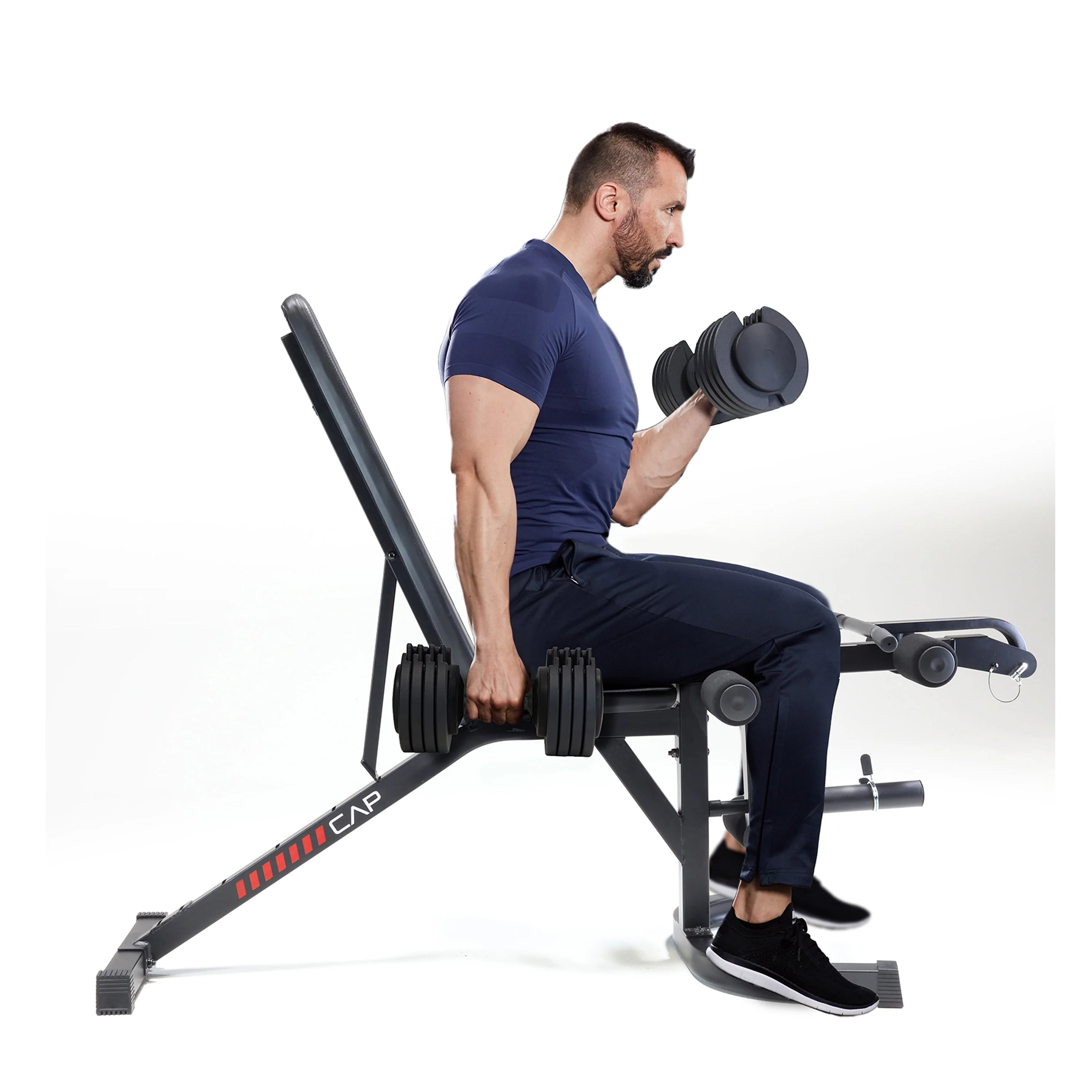 CAP Deluxe Adjustable Utility Weight Bench with Preacher Curl and Leg Press Attachment Image 2