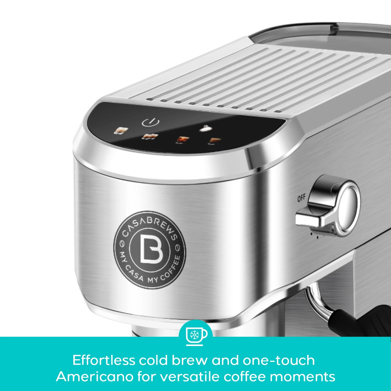 CASABREWS CM5418 Plus 20 - Bar Semi - Automatic Espresso Machine & Coffee Maker with Steam Wand, Cold Brew Function, Stainless Steel, Silver