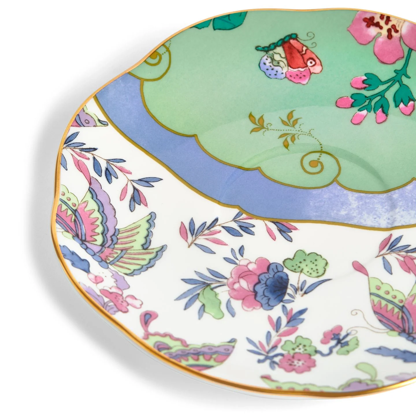 Butterfly Bloom Green Teacup and Saucer