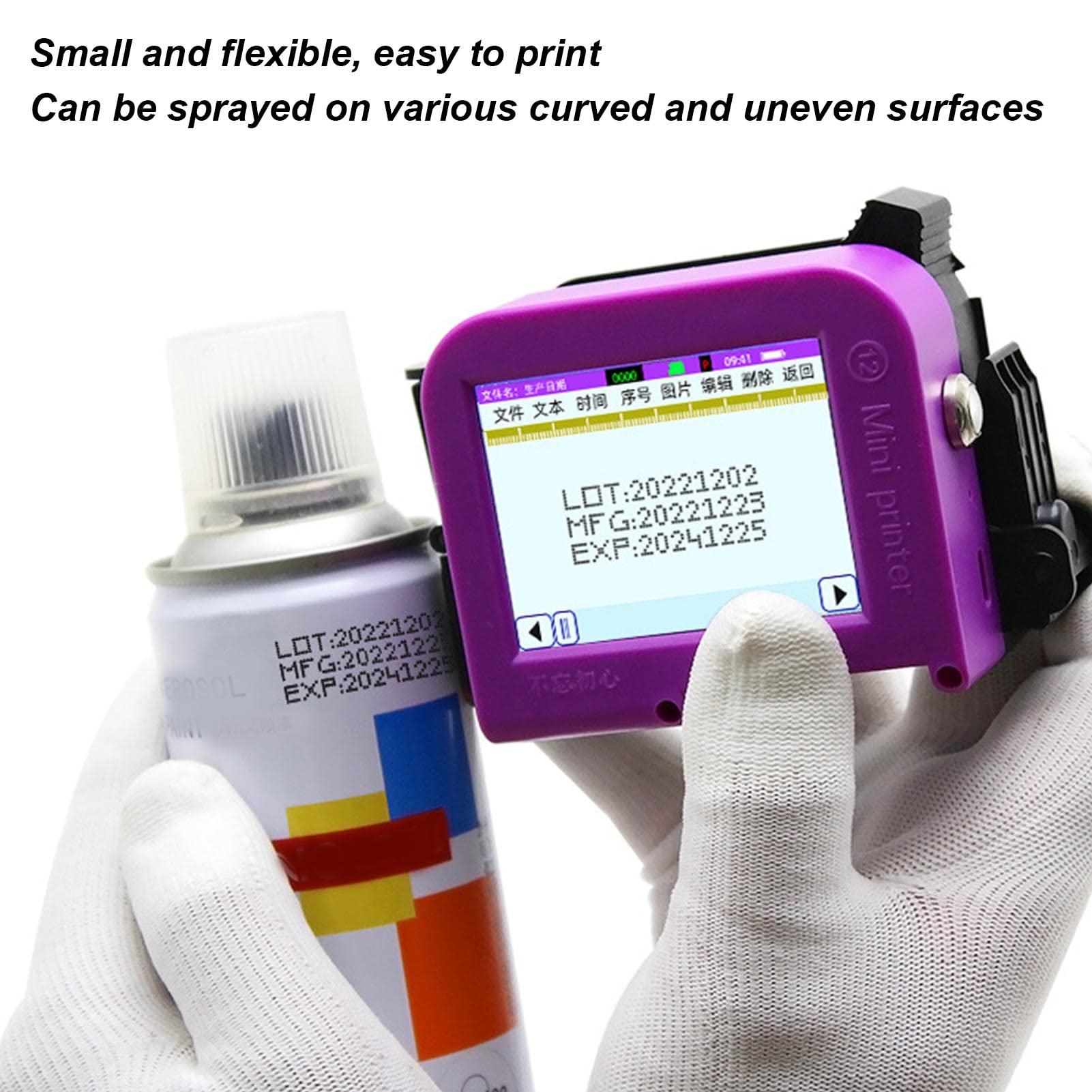 Handheld Inkjet Printer Gun, Detachable Portable Mini Smart Inkjet Coding Machine for Production Date QR Code 100 to 240V (US Plug)