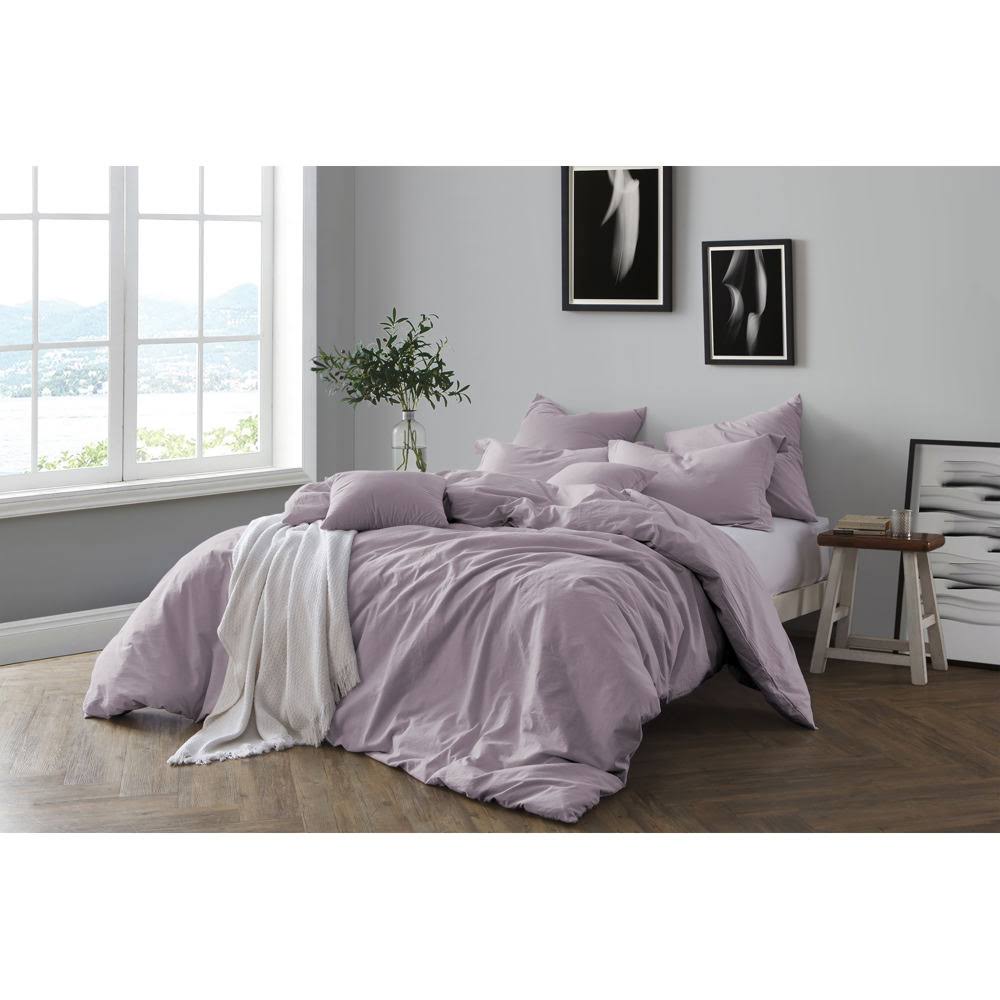 Swift Home Prewashed Yarn-Dyed Cotton King Duvet Cover Set in Lavender