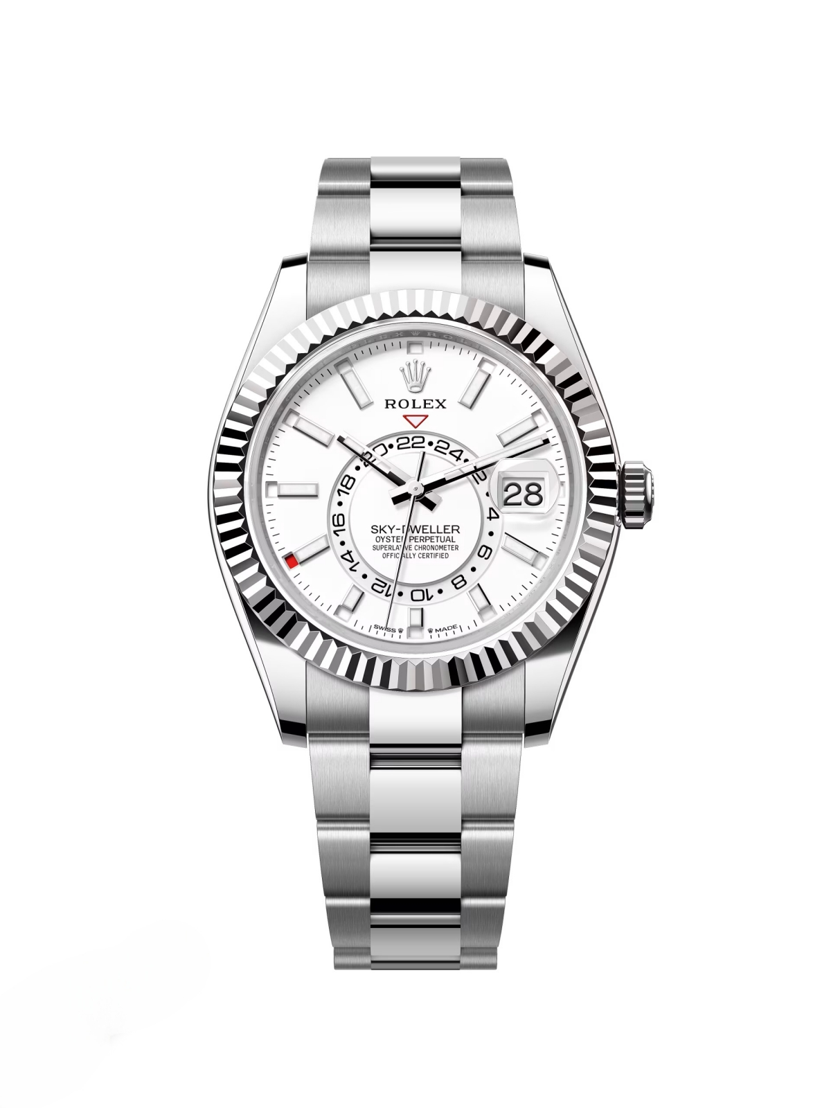 [Super Clone]RLX  Sky-Dweller 42mm Stainless Steel White Dial Oyster - 336934