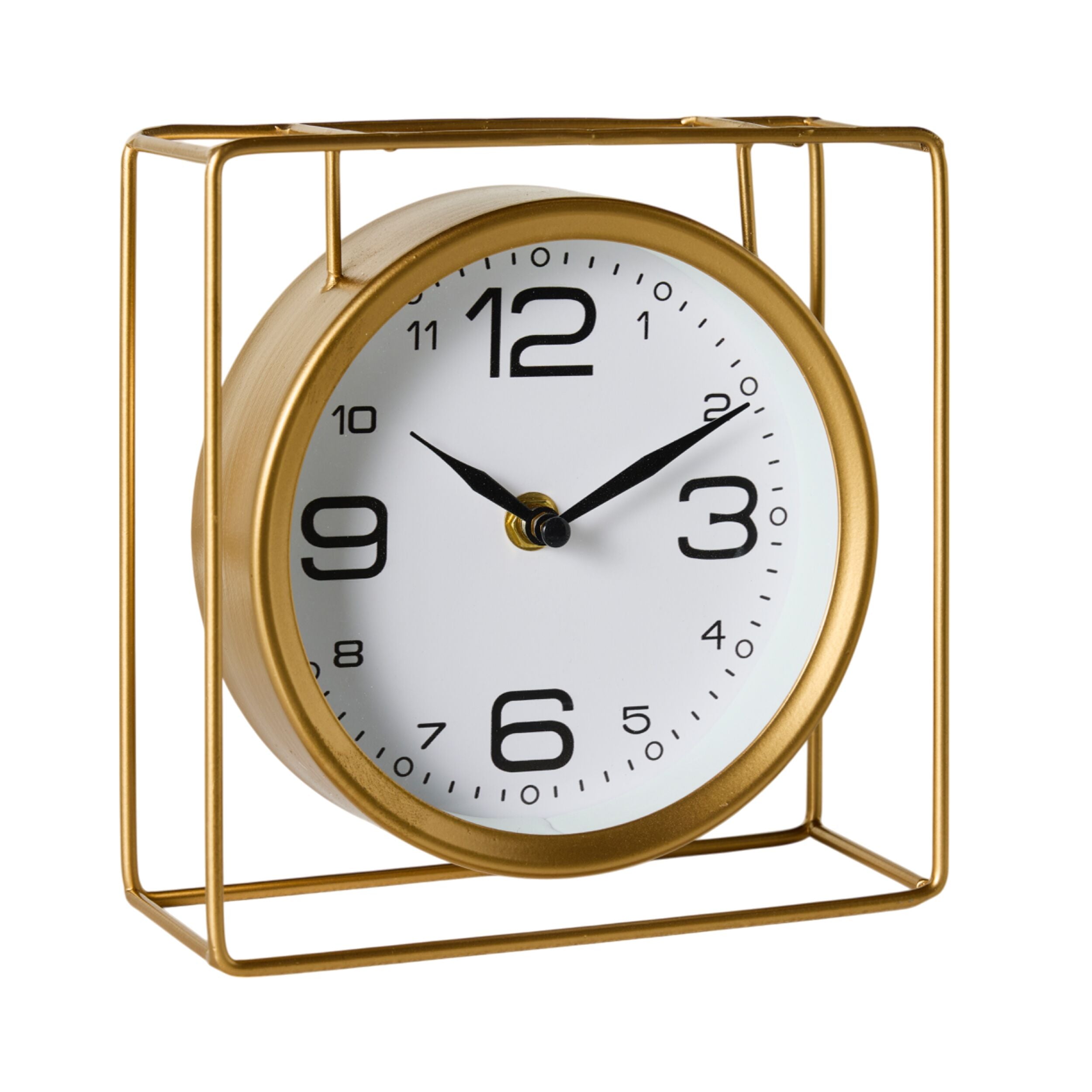 Caged Mantel Clock Gold 18x18x7cm
