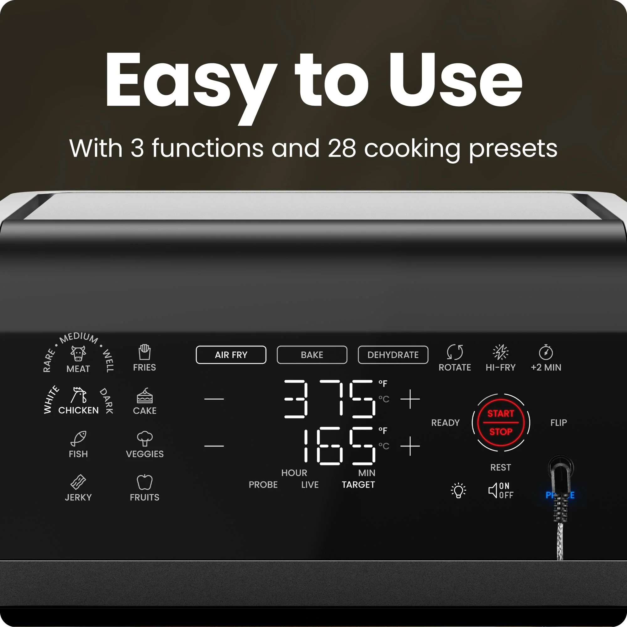 Multifunctional Digital Air Fryer w/ Integrated Smart Thermometer - 12 Quart