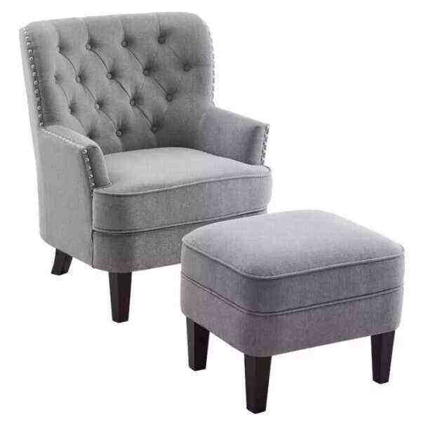 Elroy 32” Wide Tufted Wingback Chair and Ottoman - Bed Bath & Beyond