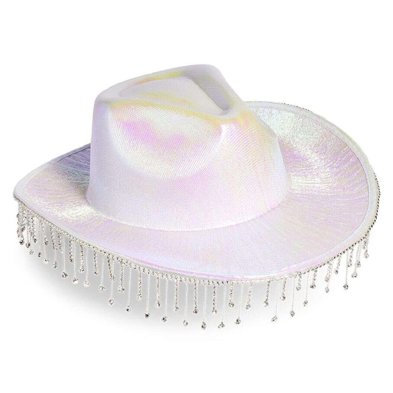 Chapeau de cowboy à franges rose ou blanc