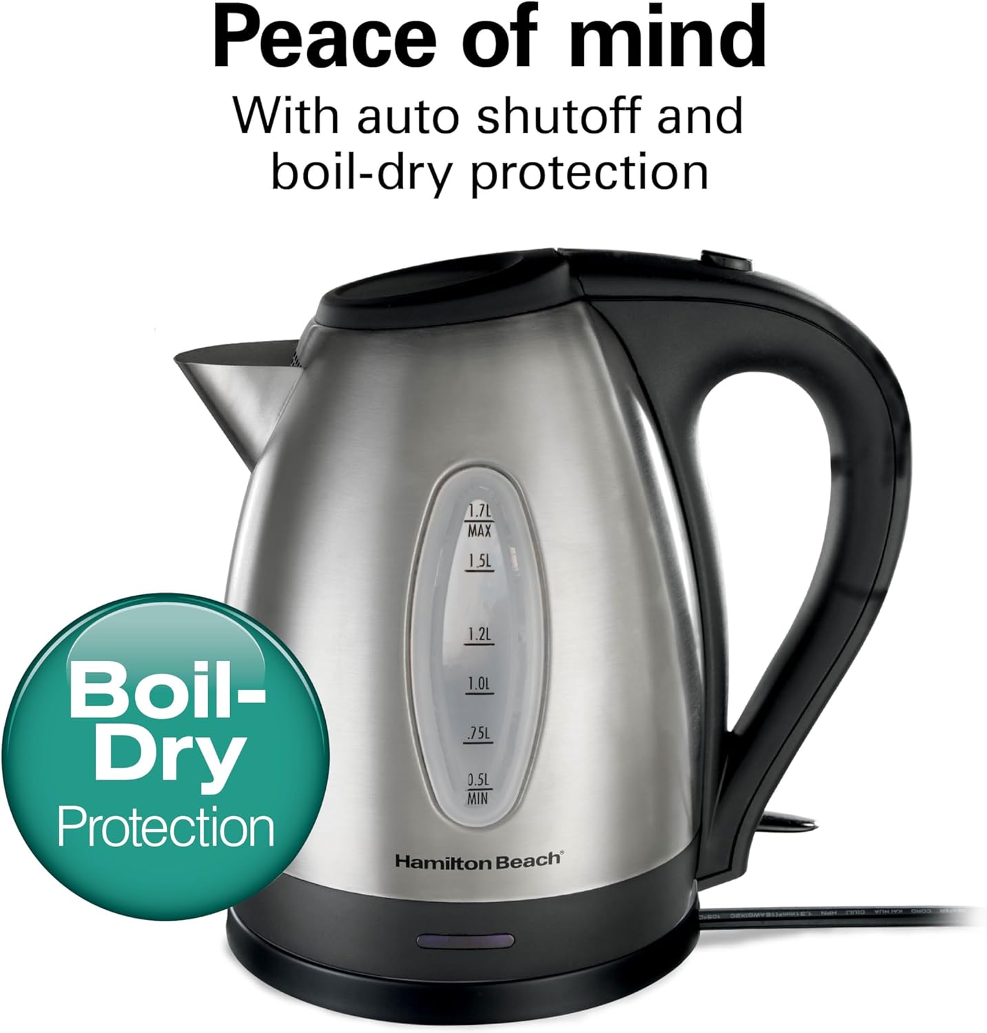 Hamilton Beach 1.7 Liter Electric Tea Kettle, Water Boiler & Heater