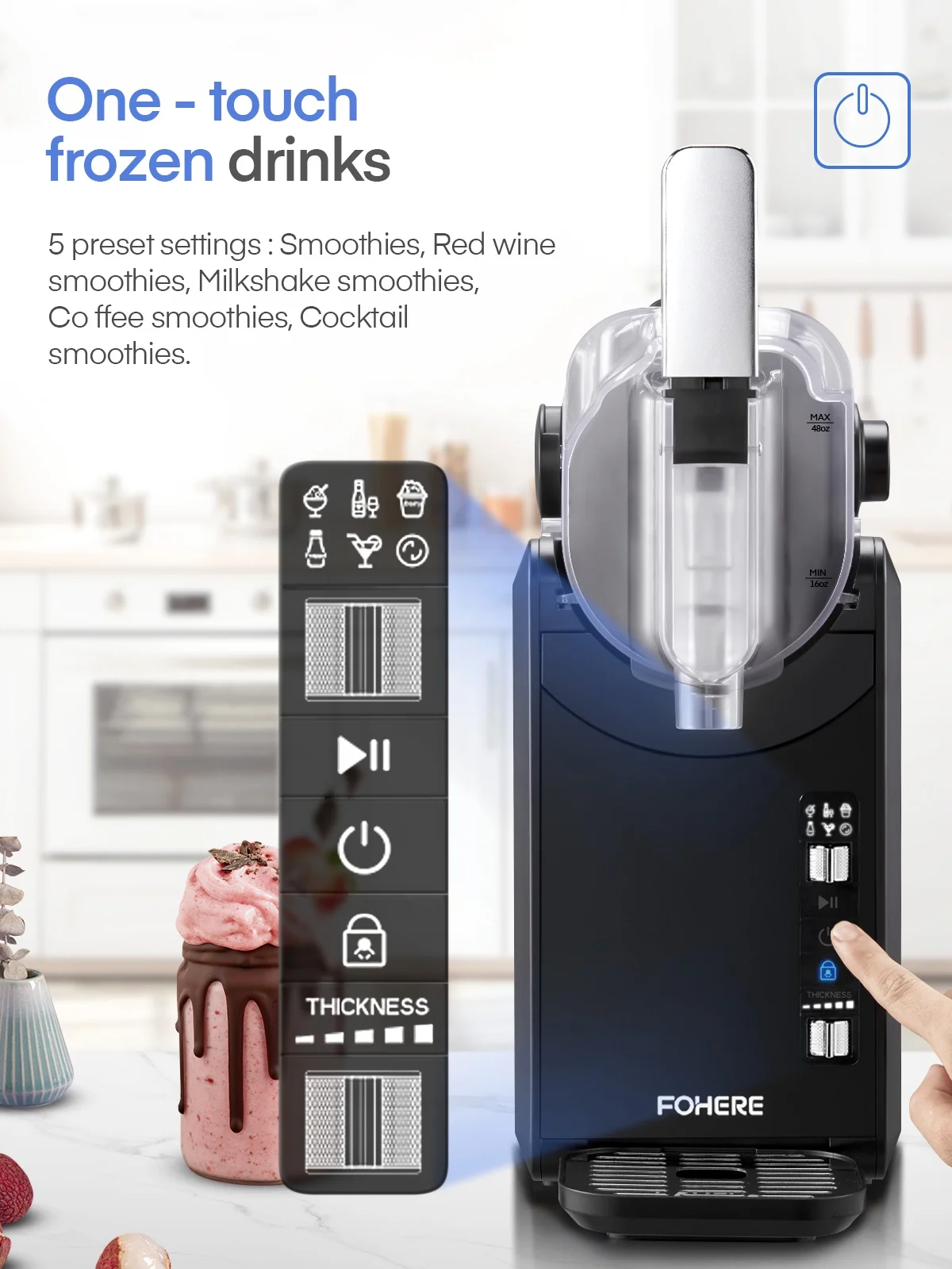 5-in-1 Slushie Machine, No Ice Needed, 15 Min Slushy Machine for Home with Self-Cleaning, Professional Frozen Drink Maker, 5 Preset Programs, Frozen Margaritas, Frapp��s, Milkshakes, and More - Image 3