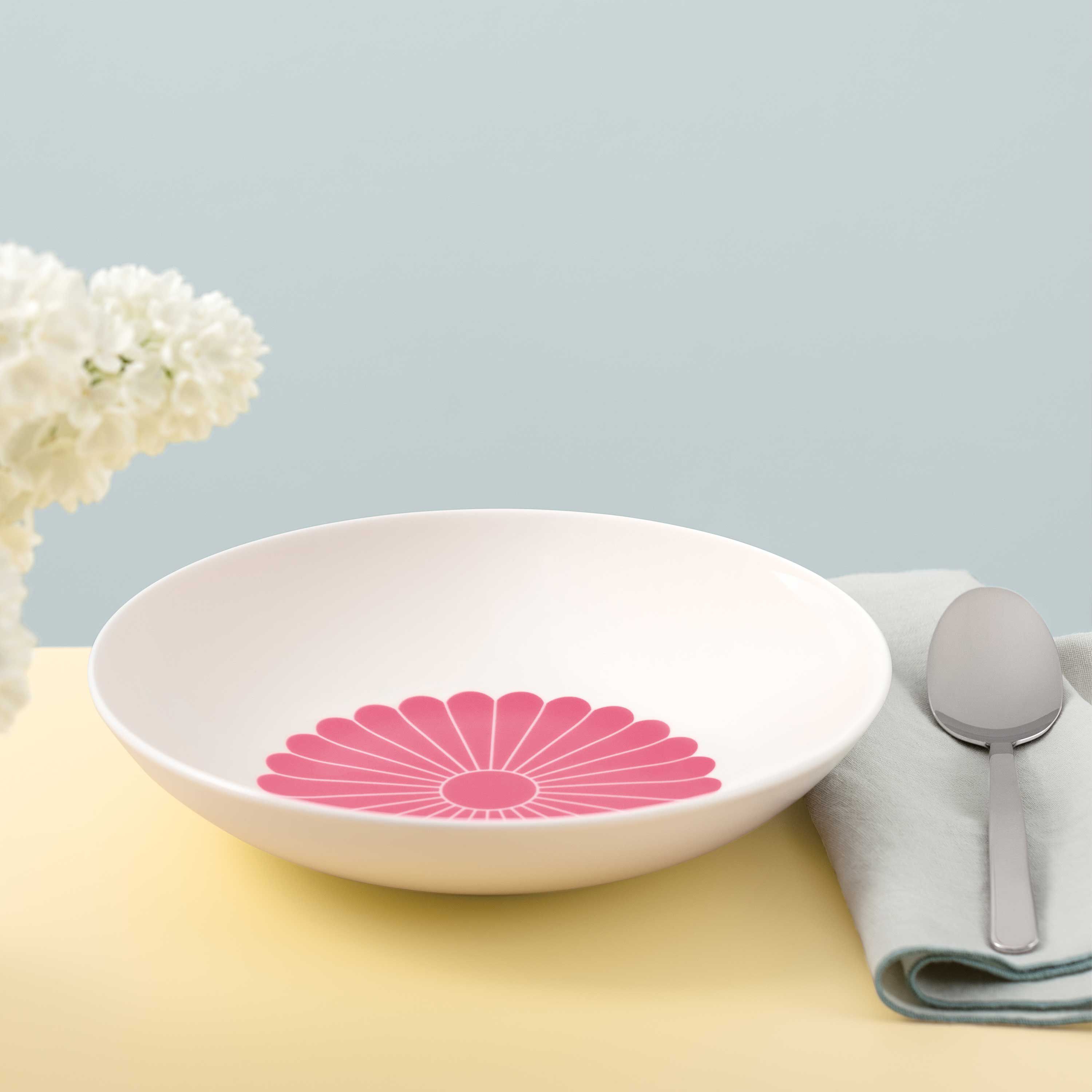 Fleur Pasta bowl - Fuchsia, 21 oz, Premium Porcelain