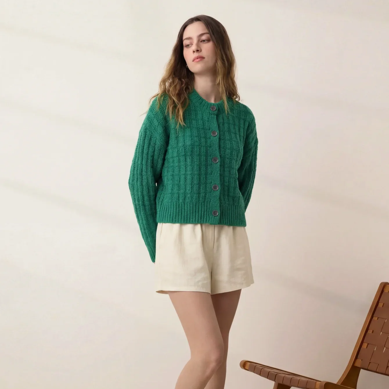 Cloud Cotton Basket Stitch Cardigan