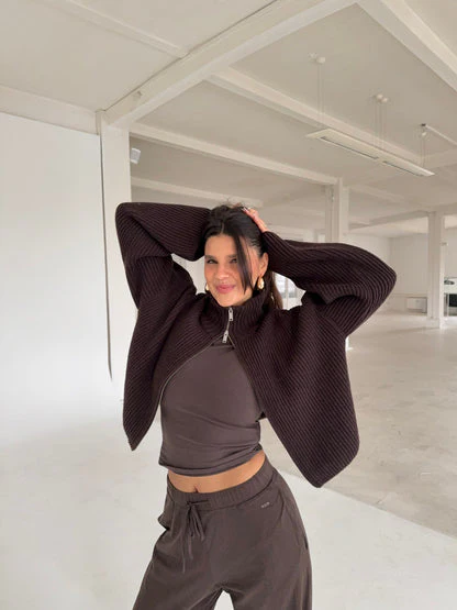 Veste zippée de luxe en laine cachemire