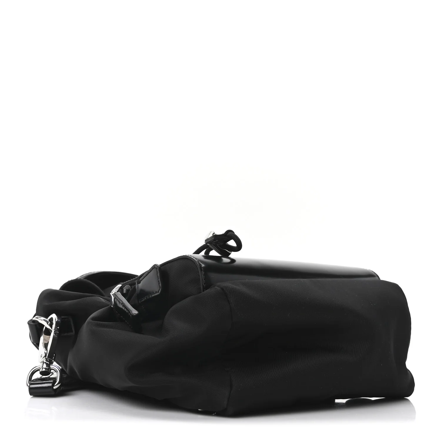Nylon Brushed Calfskin Mini Sling Backpack  Black