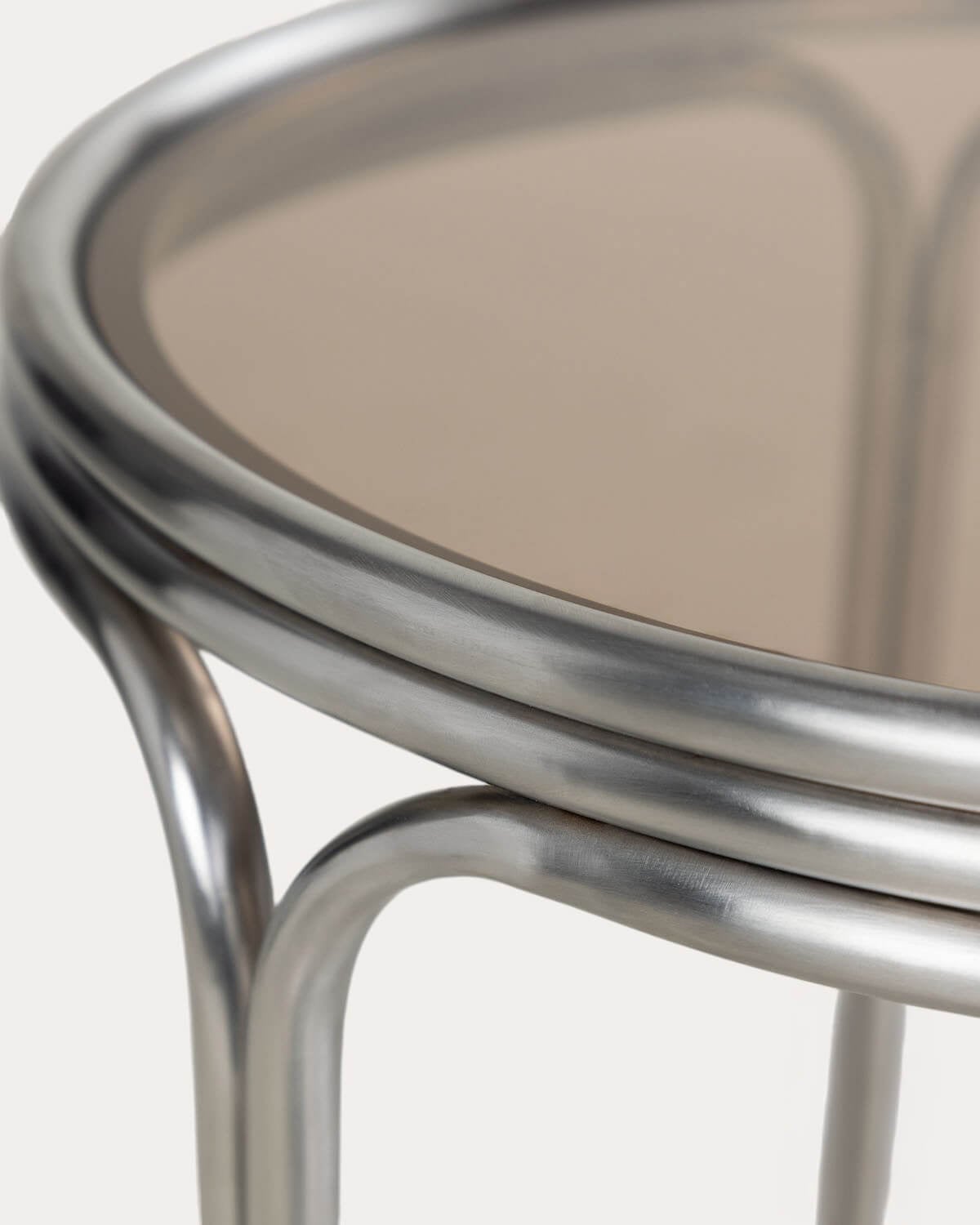 Massia - Mesa Auxiliar Redonda de Metal y Cristal Templado (Ø40 cm) Massia