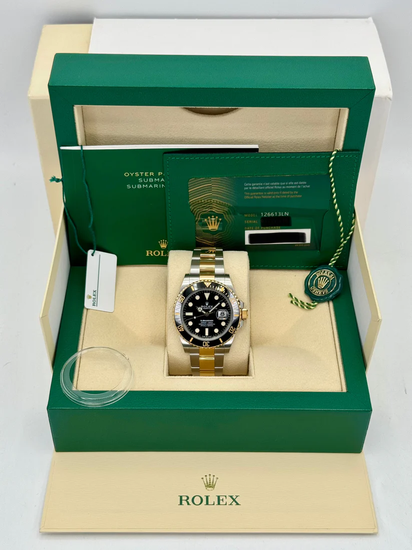 [Super Clone]Rolex Submariner 41mm Two-Tone Yellow Gold Black Dial Black Bezel - 126613LN