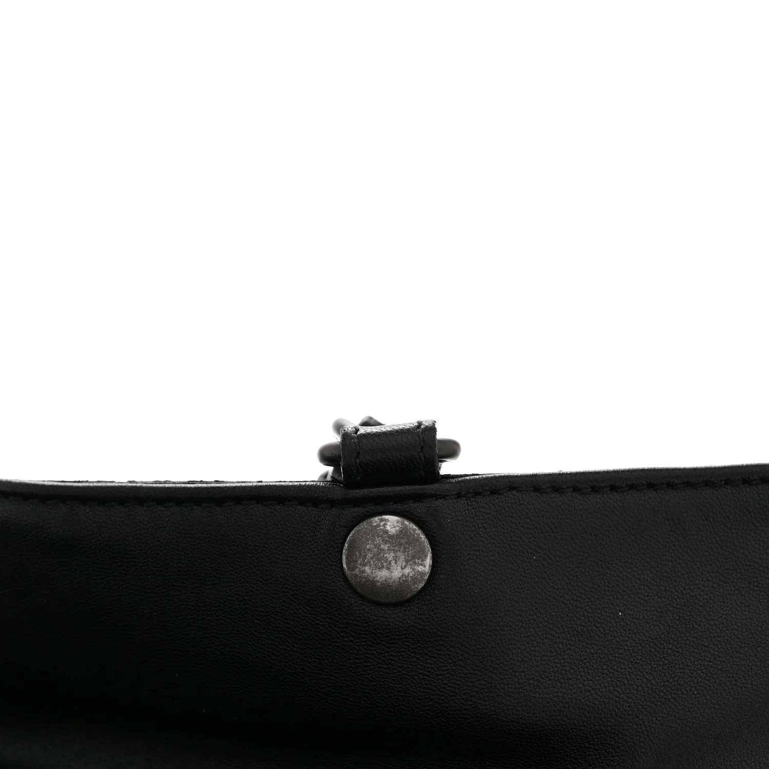 Nappa Intrecciato Flat Shoulder Bag Black