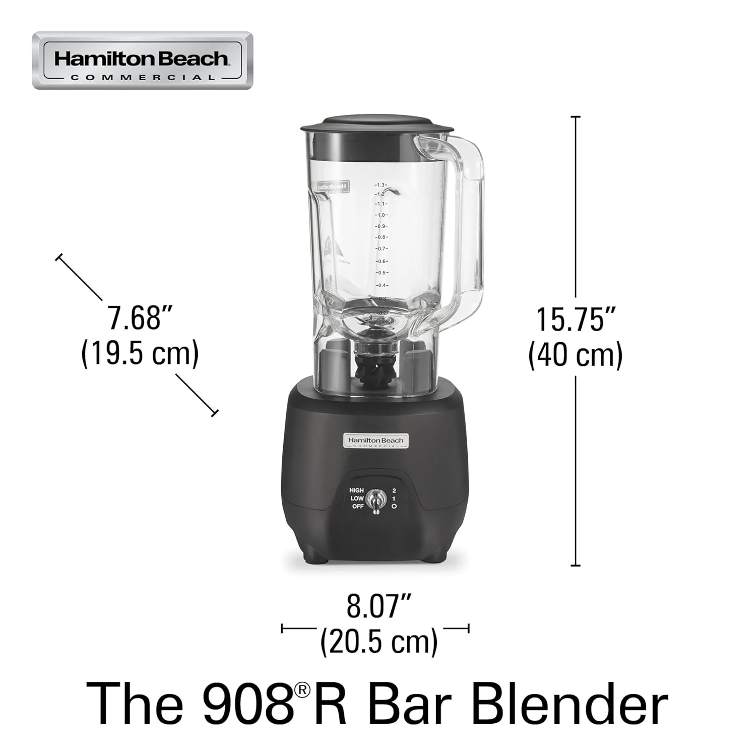 Mélangeur à bar Hamilton Beach Commercial 908R 44 oz, 2 vitesses, 1 HP, noir (HBB908R)